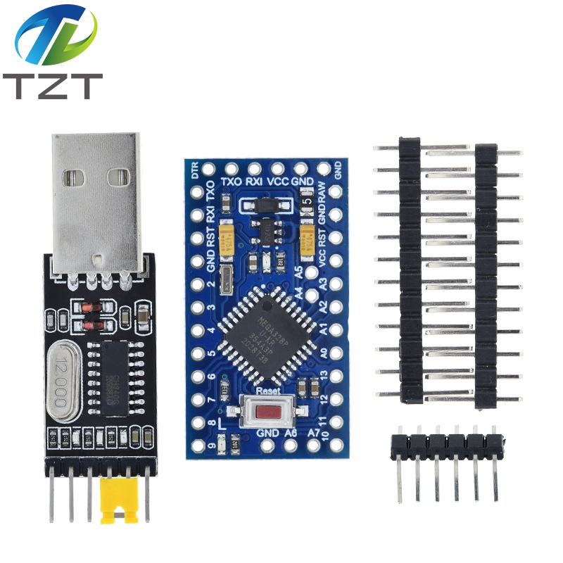 TZT 1PCS Pro mini Atmega328P Pro Mini 328 Mini ATMEGA328 3.3V 8MHz 5V 16Mhz for Arduino Compatible Nano CP2102 FT232RL