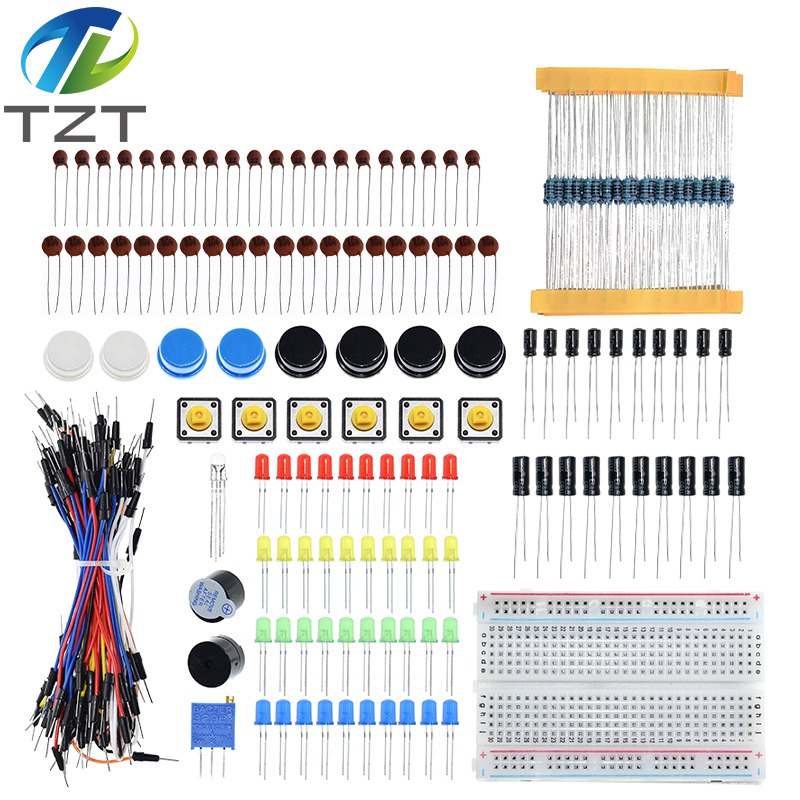 TZT Starter Kit for arduino Resistor /LED / Capacitor / Jumper Wires / Breadboard resistor Kit with Retail Box