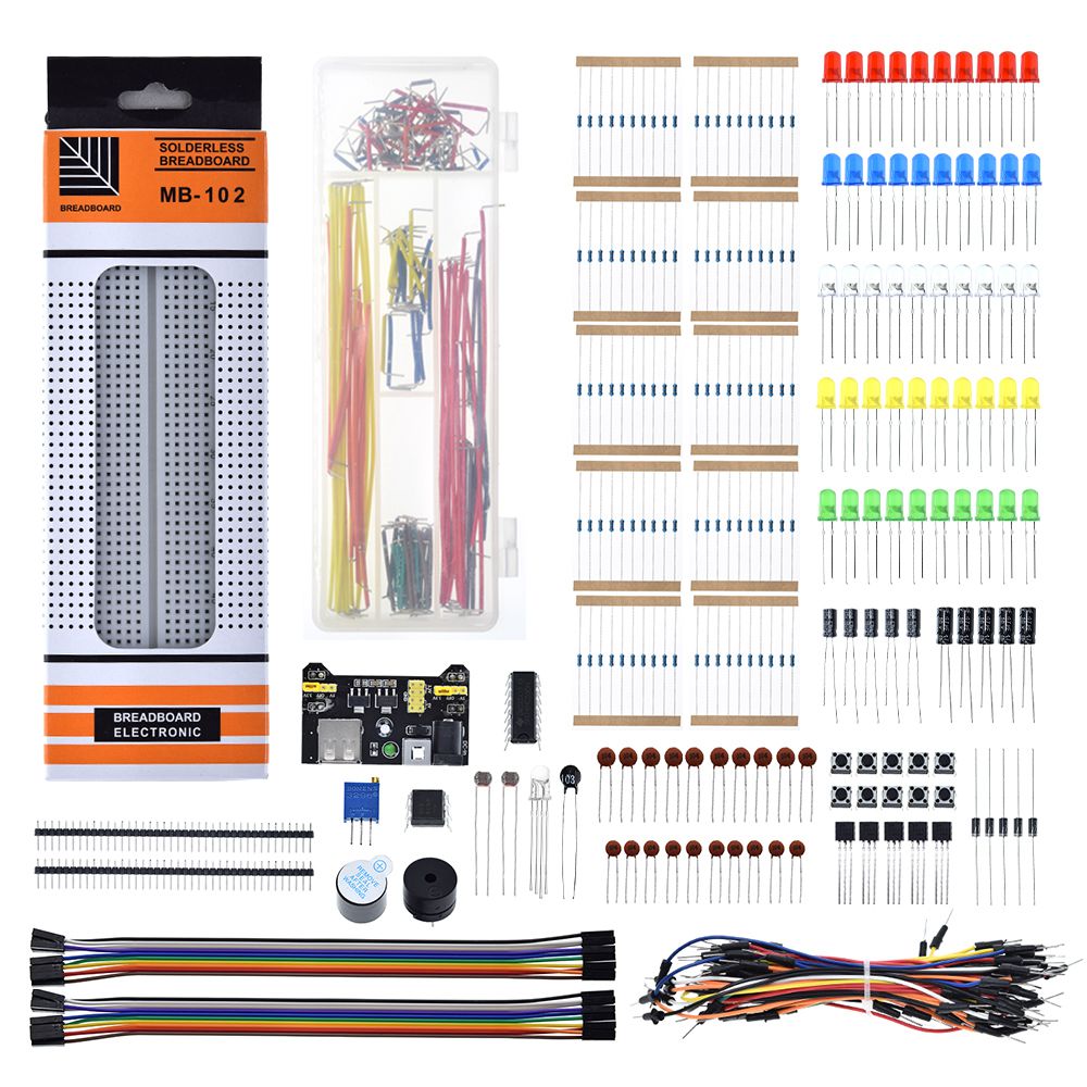 TZT Electronics Component Basic Starter For Arduino Kit With 830 Tie-points Breadboard Cable Resistor Capacitor LED Potentiometer
