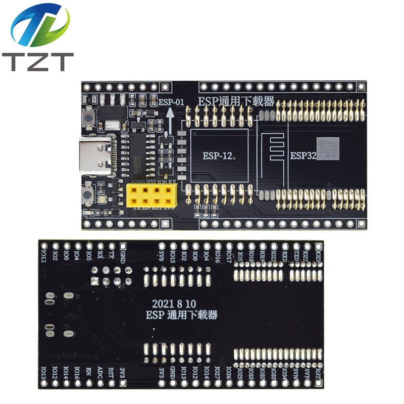 TZT ESP8266 ESP32-WROVER Development Board Test Programmer Socket Downloader for ESP-01 ESP01S ESP12 ESP32 Adapter CH340