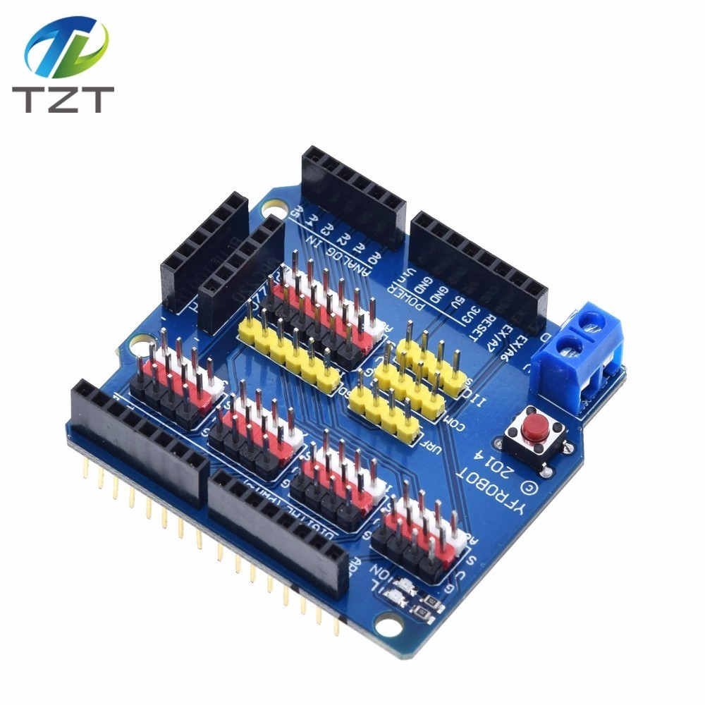 TZT   V5 Sensor Shield Expansion Board Shield For Arduino UNO R3 V5.0 Electronic Module Sensor Shield V5 expansion board