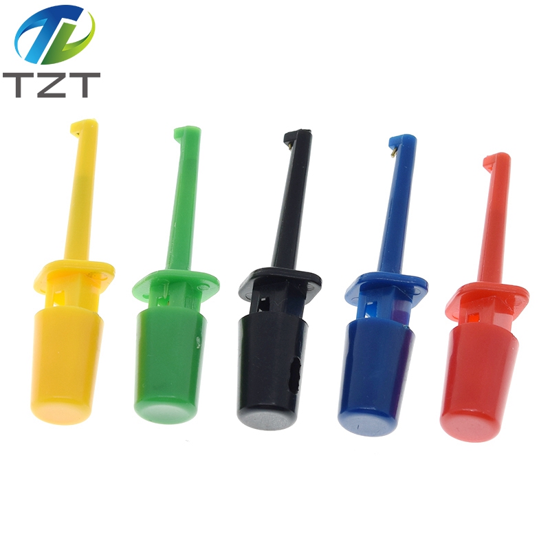 TZT 10Pcs Mini Single Test Hook Clip Test Probe for Electronic Testing IC Grabber Small Size Round Crocodile Clip Hook Test Clip