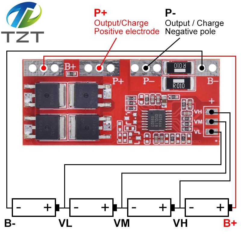 TZT Smart Electronics 4S 30A High Current Li-ion Lithium Battery 18650 Charger Protection Board 14.4V 14.8V 16.8V Overcharge