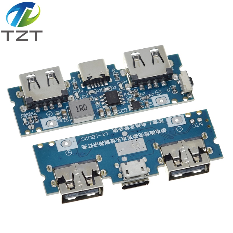 TZT Micro/Type-C USB 5V 2.4A Dual USB 18650 Boost Battery Charger Board Mobile Power Bank Accessories For Phone DIY