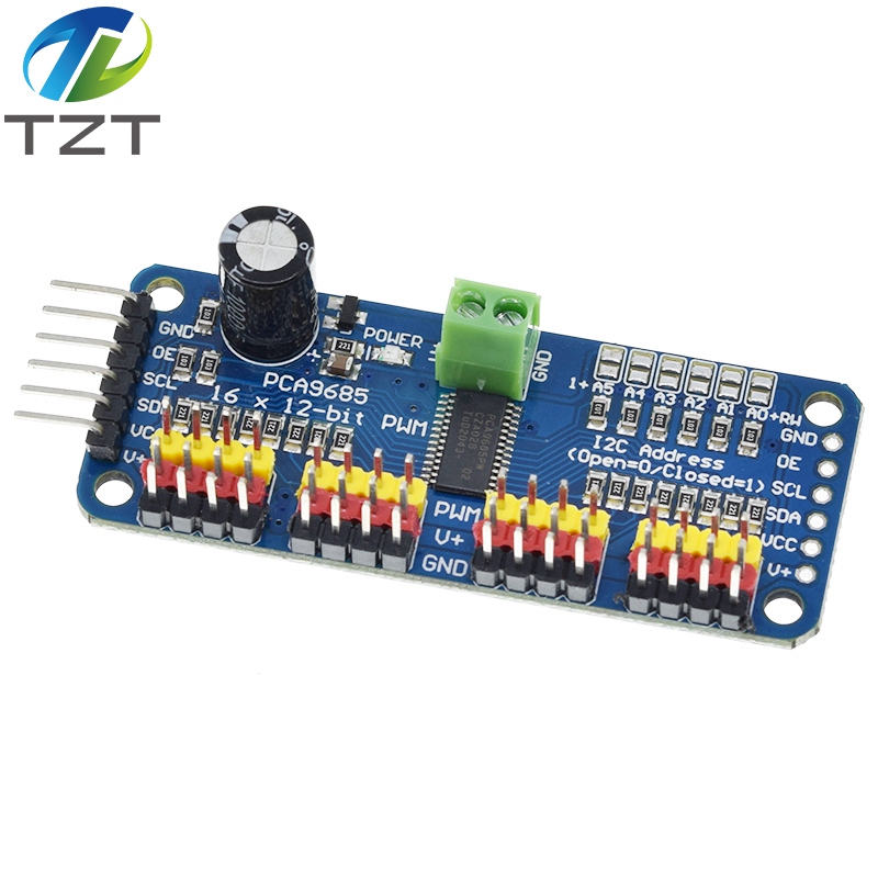 TZT PCA9685PW 16 Channel 12-Bit PWM Servo Shield Driver I2C Interface PCA9685 Module For Raspberry Pi