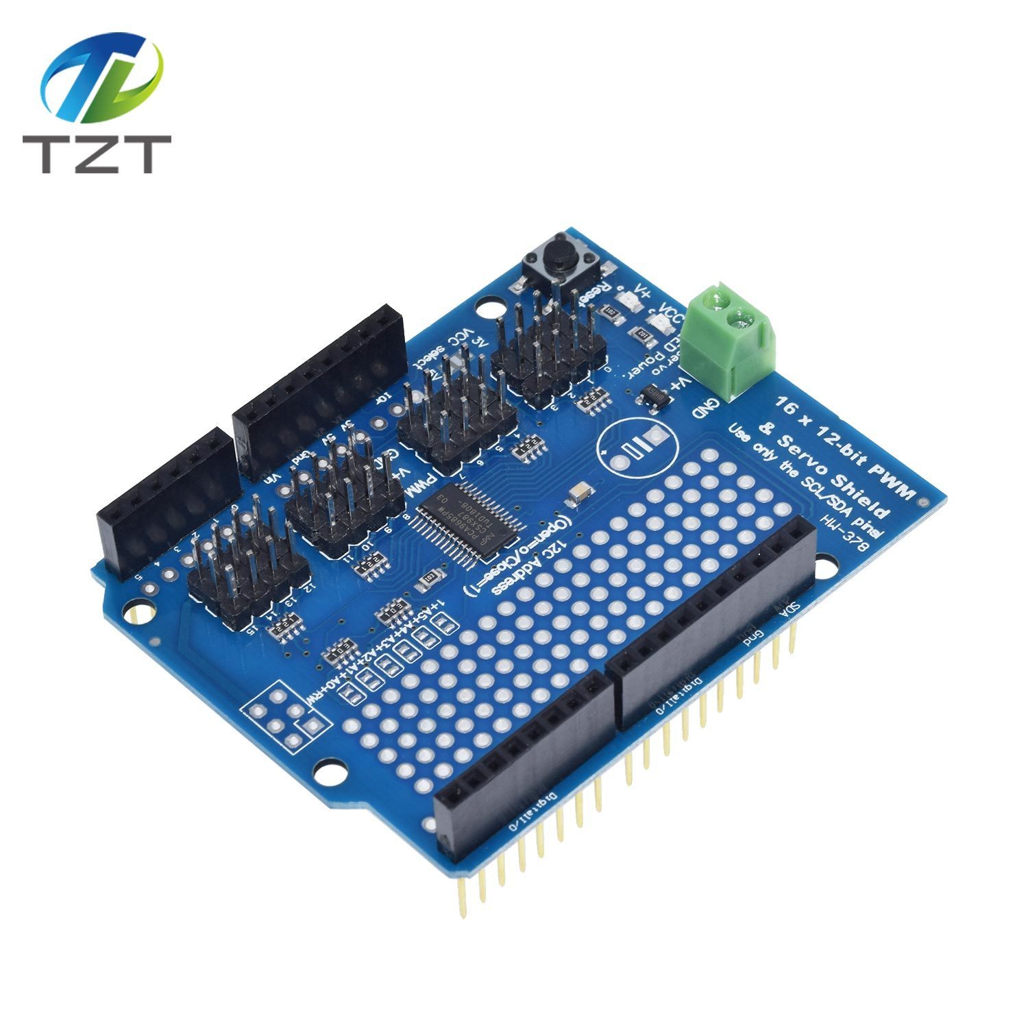 TZT  Motor/Stepper/Servo/Robot Shield for Arduino I2C v2 Kit w/ PWM Driver TOP