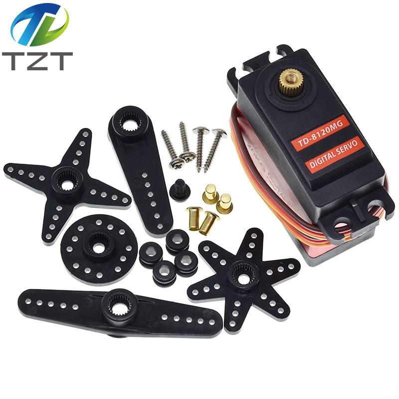 TZT TD-8120MG Waterproof Metal Gear Digital Servo with 20kg High Torque 180Angle for RC Remote Control Car Model Vehicle