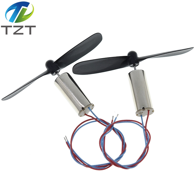 TZT 1set=2pcs DC3.7-4.2V 716 7*16MM Micro DIY Helicopter Coreless DC Motor With Propeller Great Torque High Speed Motor