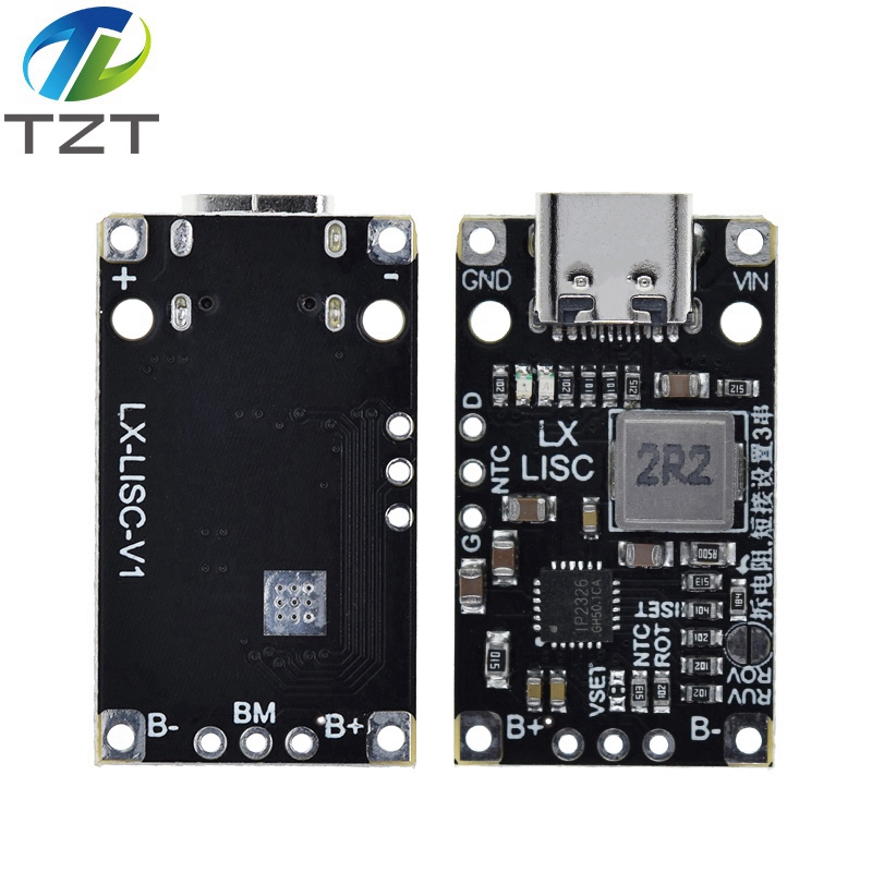 TZT Type-C USB 2/3S BMS 15W 8.4V 12.6V 1.5A Lithium Battery Charging Boost Module With Balanced Support Fast Charge With Indicator