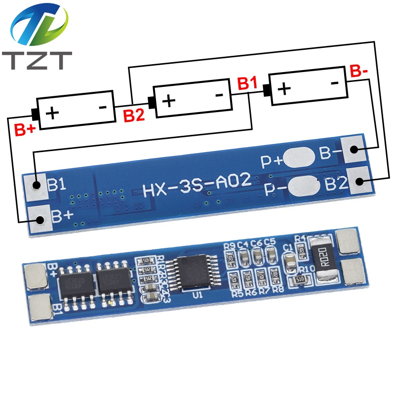TZT 3S 12V 8A  Li-ion 18650 Lithium Battery Charger Protection Board  11.1V 12.6V  10A BMS Charger Protection Board