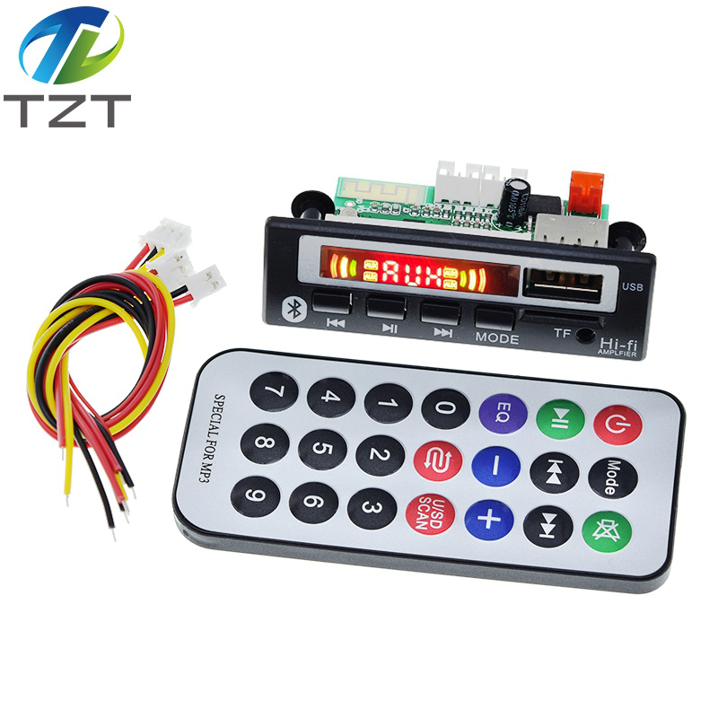 TZT Car Audio USB TF FM Radio Module Wireless Bluetooth 5V 12V MP3 WMA Decoder Board MP3 Player with Remote Control For Car