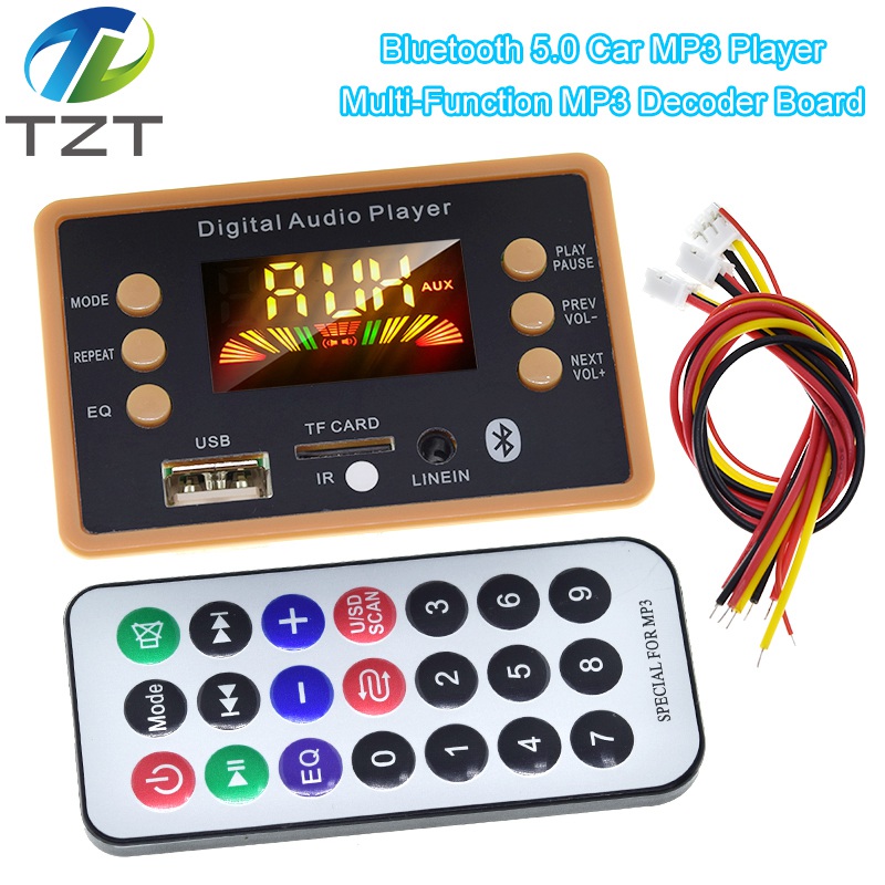 TZT NEW Color Screen Wireless Bluetooth MP3 WMA Decoder Board Audio Module Support USB TF AUX FM EQ function For Car accessor