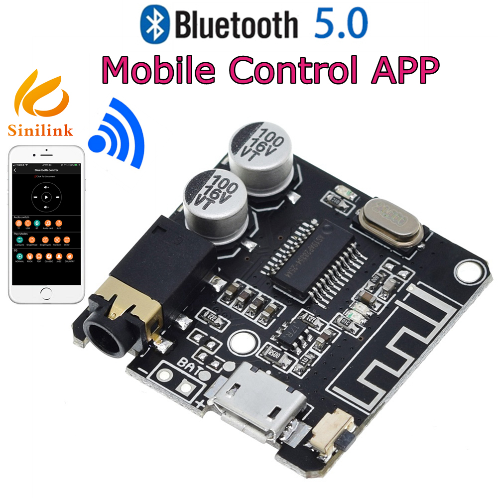 TZT Sinilink WIFI Mobile Control APP Bluetooth 5.0 Audio Receiver board mp3 lossless decoder board Wireless Stereo Music Module