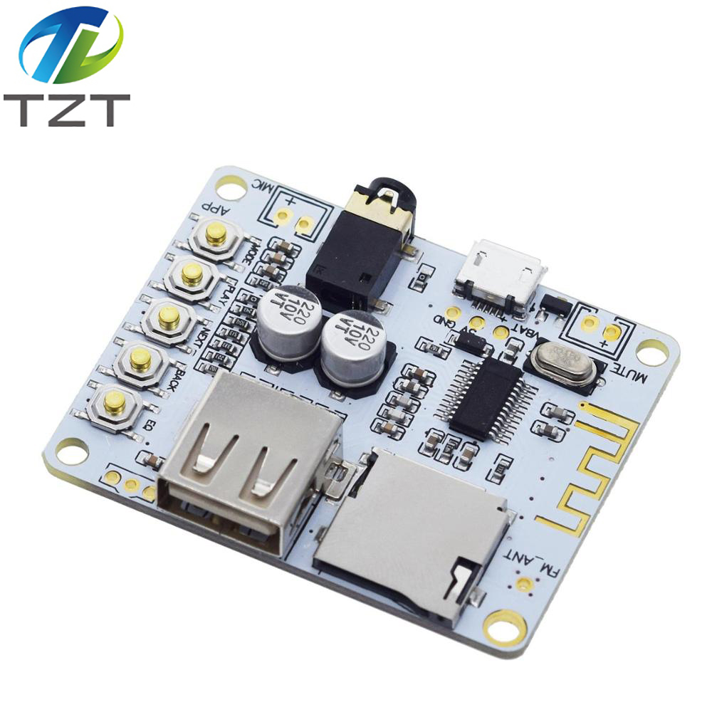 TZT Bluetooth Audio Receiver board with USB TF card Slot decoding playback output A7-004 5V 2.1  Wireless Stereo Music Module