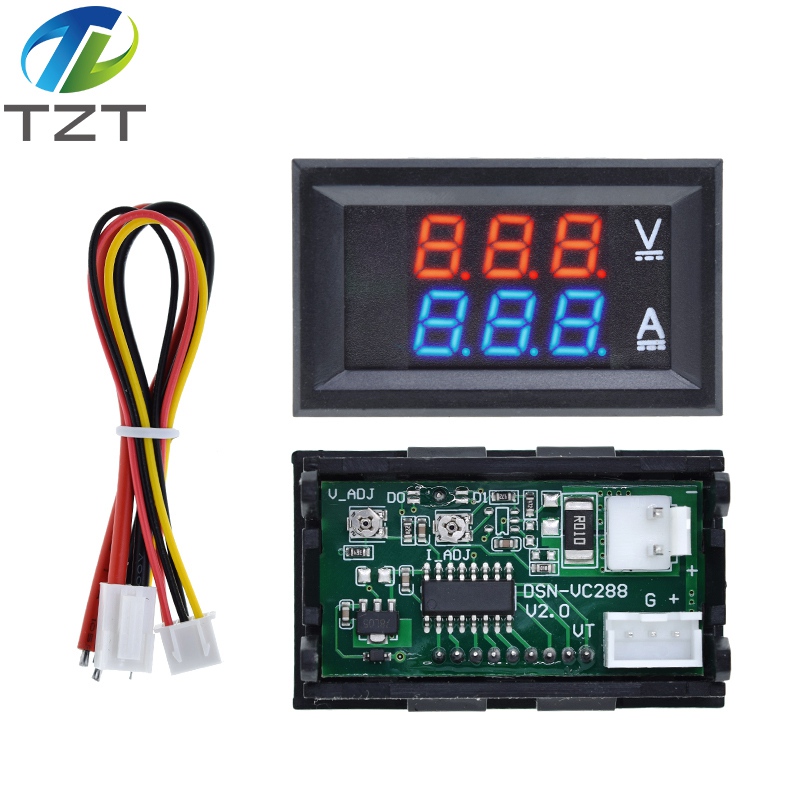 TZT DC 0-100V 10A Digital Voltmeter Ammeter Dual Display Voltage Detector Current Meter Panel Amp Volt Gauge 0.28