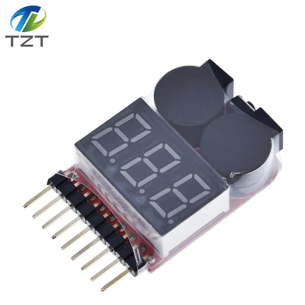 TZT 1-8S Lipo/Li-ion/Fe RC helicopter airplane boat etc Battery Voltage 2 IN1 Tester Low Voltage Buzzer Alarm