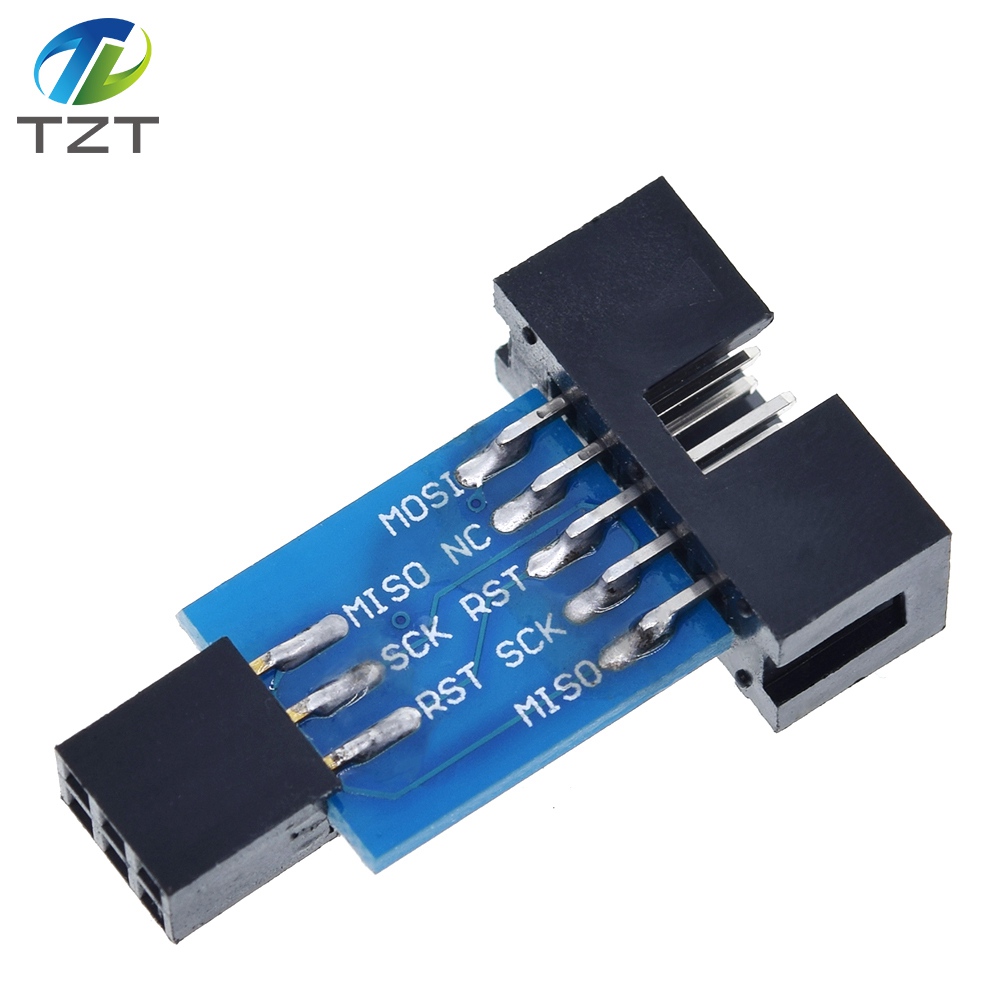 TZT  10 Pin to 6 Pin Adapter Board for AVRISP MKII USBASP STK500 High Quality