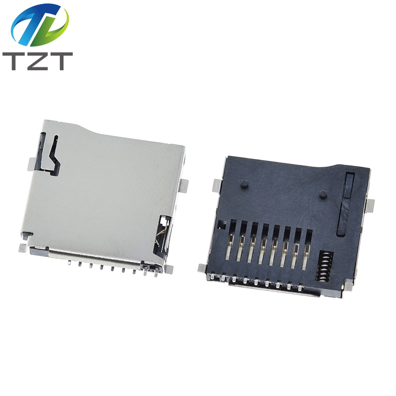 TZT 10PCS Push-Push Type TF Micro SD Card Socket Adapter Automatic PCB Connector