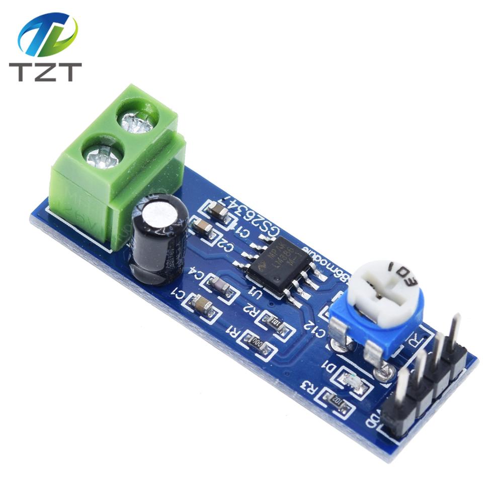TZT LM386 Audio Power Amplifier Module 200 Times Gain Amplifier Board Mono Power Amplifier 5V-12V Input