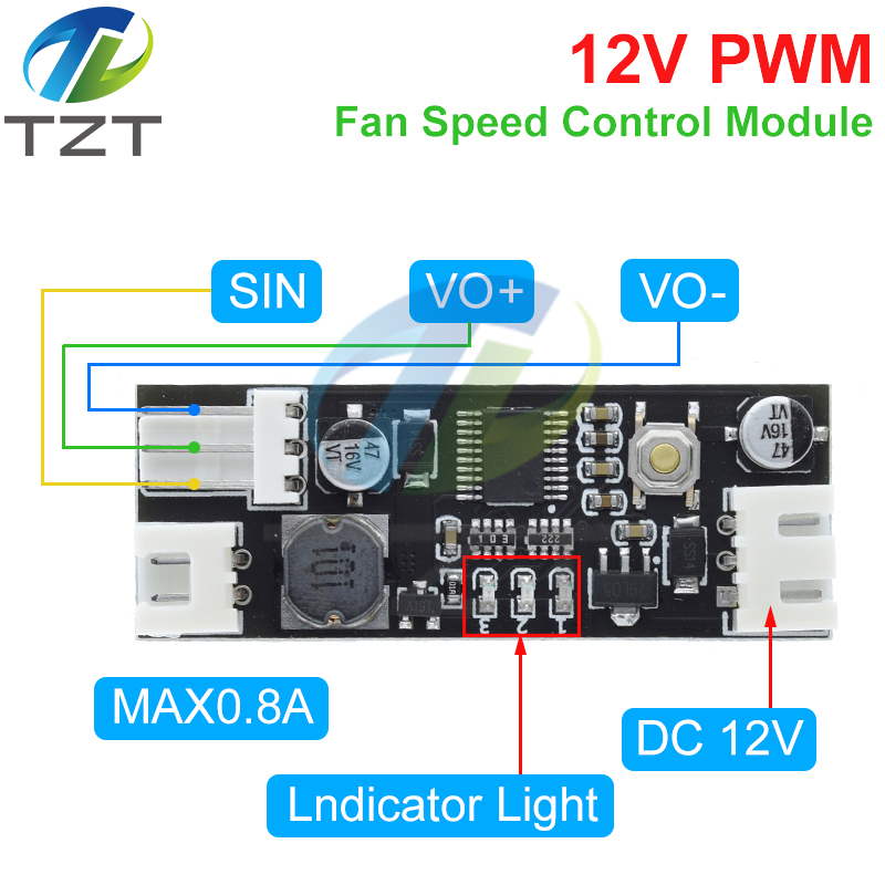 TZT DC 12V PWM Speed Controller Fan Speed Governor 2-3 Wire Computer Temperature control Switch for PC CPU Cooler Fan Alarm STK IC