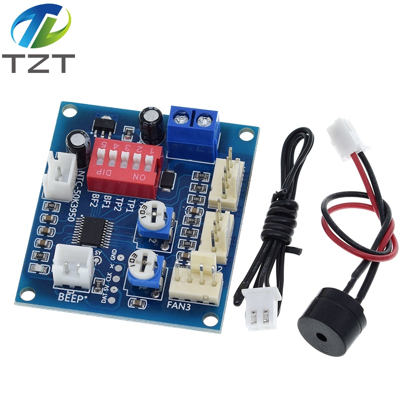 TZT DC 12V 5A PWM PC CPU Fan Temperature Control Speed Controller Module Buzzer High-Temp Alarm NTC B 3950 Thermistor 50K