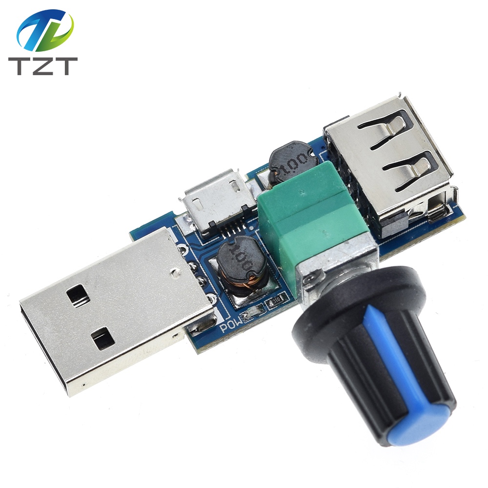TZT Mini USB Fan Governor Wind Speed Controller Air Volume Regulator Cooling Mute Multi Function Fan Speed Switch Module DC 5V