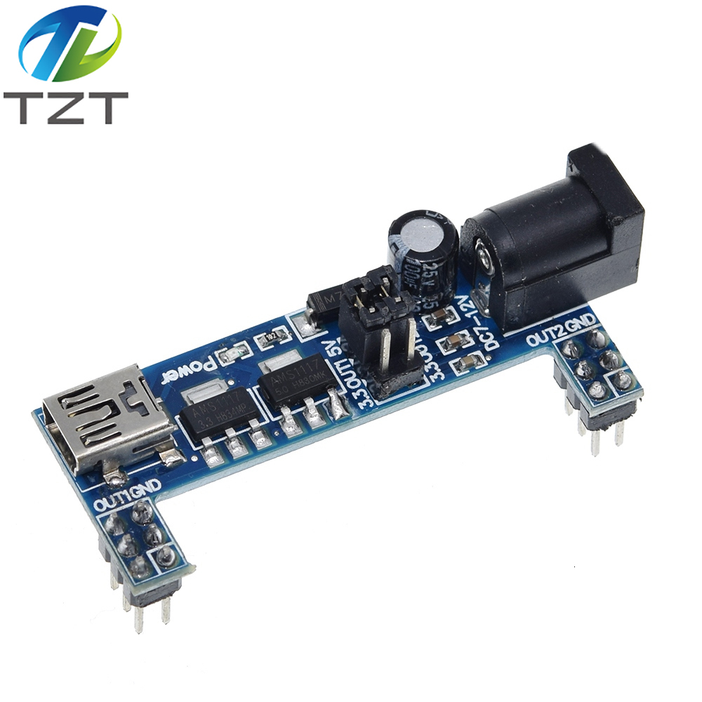 TZT MB102 Breadboard Power Supply Module DC 3.3V 5V For Arduino Solderless Mini USB Power Supply Compatible Bread board MB-102