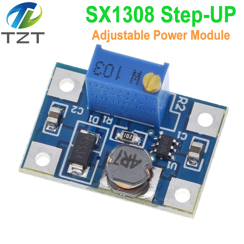 TZT 12-24V to 2-28V 2A DC-DC SX1308 Step-UP Adjustable Power Module Step Up Boost Converter for DIY Kit