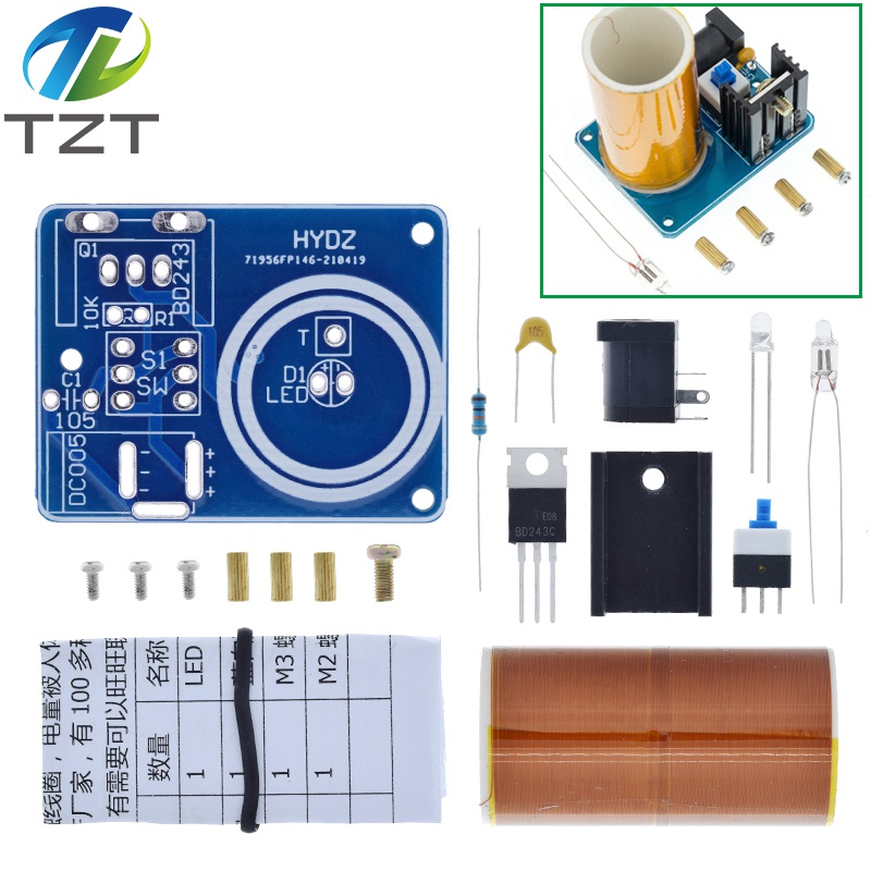 TZT BD243 Mini Tesla Coil Kit Magic Props DIY Parts Empty Lights Technology Diy Electronics BD243C DIY Mini Tesla Coil Module