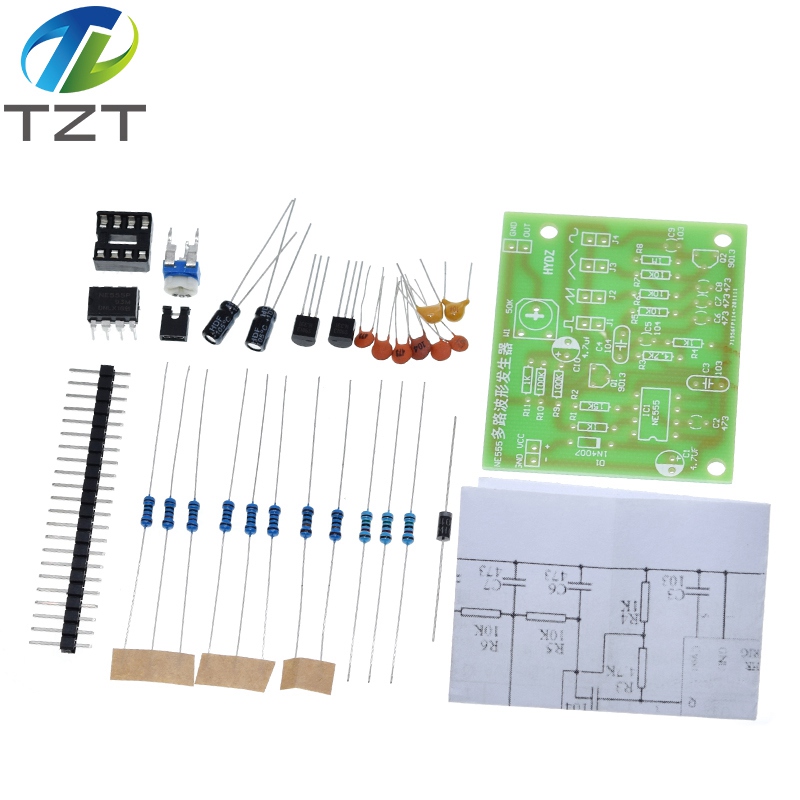 TZT DC6-12V NE555 Pulse Generator Module Sine/Triangle/Square Wave generator multi-channel Waveform Signal Generator DIY Kit