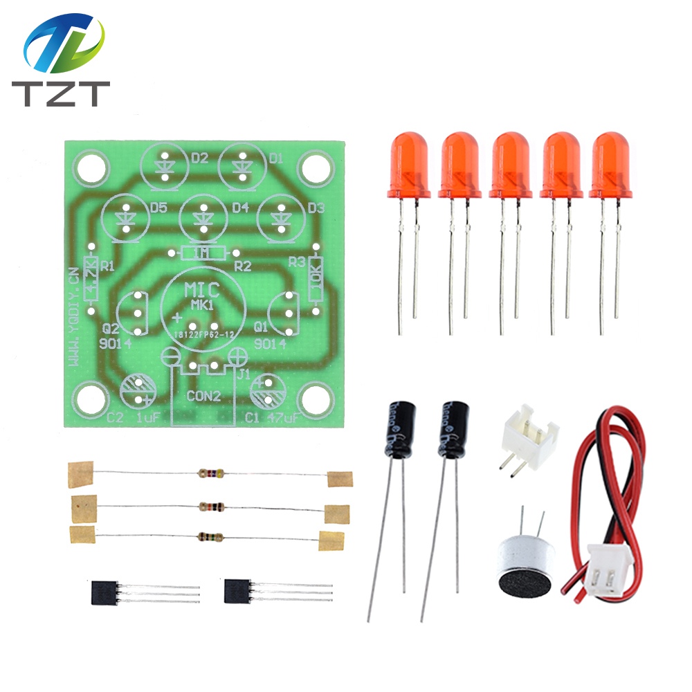 TZT Sound Control LED Melody Lamp Electronic Production Kits Suite Voltage 3V-5.5V LED Sound Control DIY Kit FR-4 A Fiberglass Board