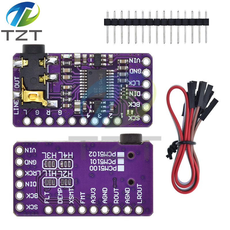 TZT Interface I2S PCM5102A DAC Decoder GY-PCM5102 I2S Player Module For Raspberry Pi pHAT Format Board Digital PCM5102 Audio Board