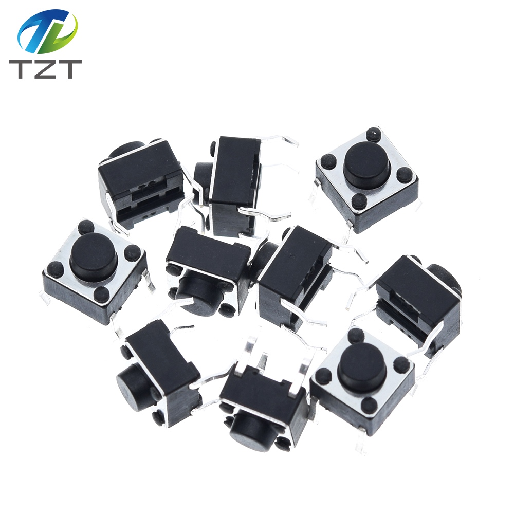 TZT 100pcs Tactile Switch Momentary Tact 6x6x5 6*6*5mm DIP Middle 4 pin ever