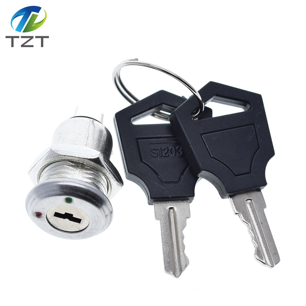 TZT 12mm Stainless Steel Electronic Key Switch ON OFF Lock Switch Phone Lock Security Power Switch 12*21mm S1203 2PIN 2 Keys