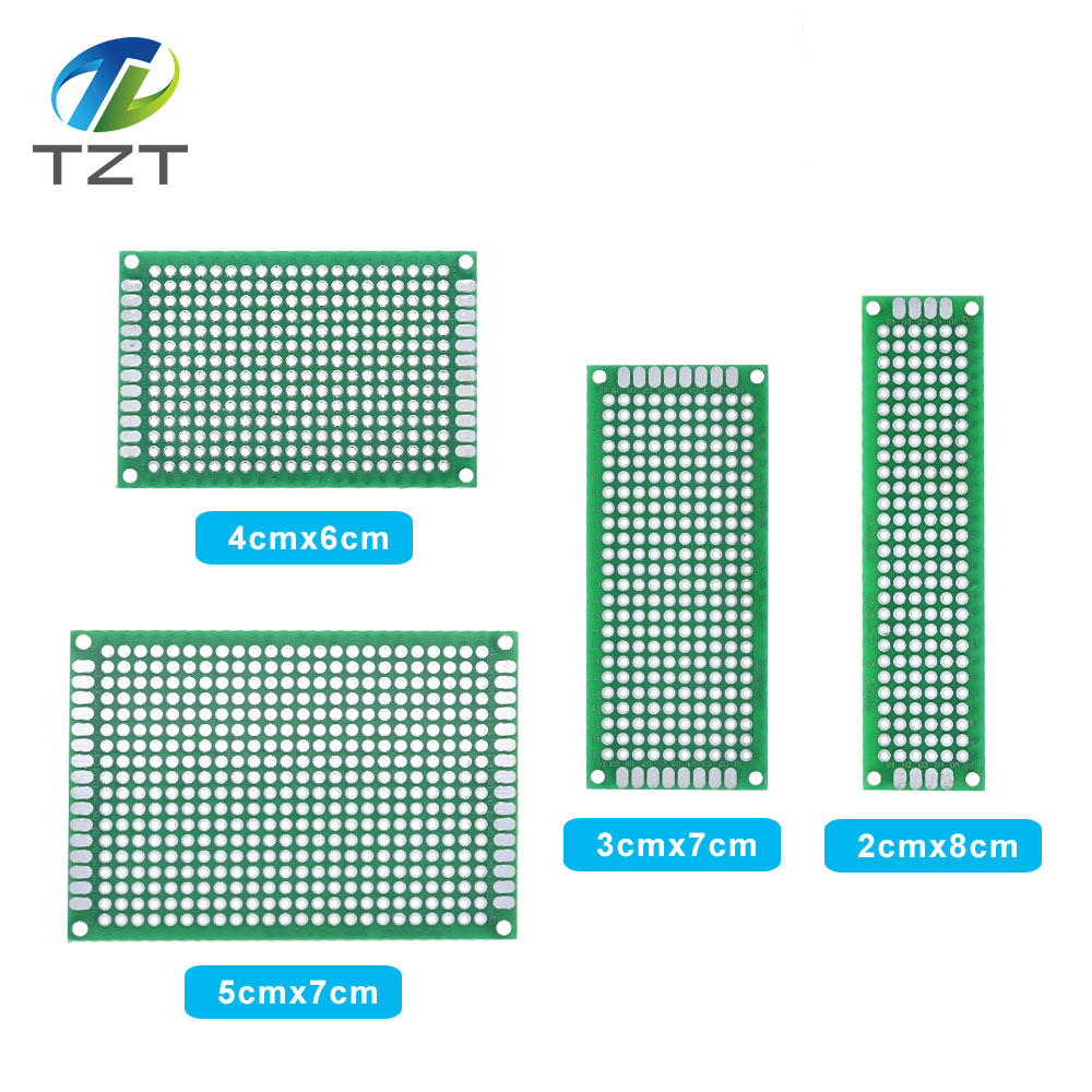 TZT Dropshipping 4pcs 5x7 4x6 3x7 2x8cm double Side Copper prototype pcb Universal Board Fiberglass board for Arduino
