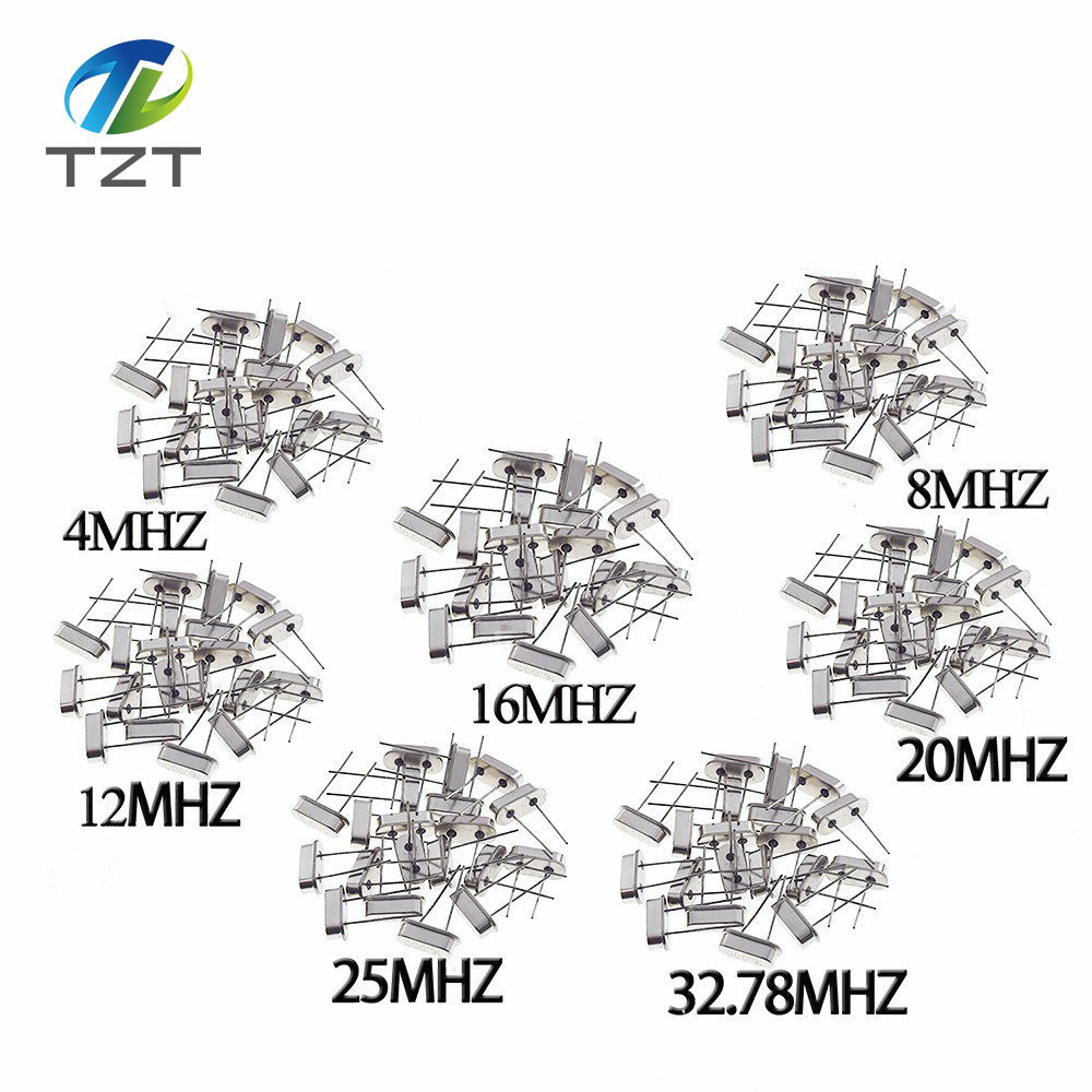 TZT Hc-49s Crystal Oscillator Electronic Kit Resonator Ceramic Quartz Resonator Hc-49 Dip 7 Kinds X 5pcs 32.768k 4 8 12 16 20 25 Mhz