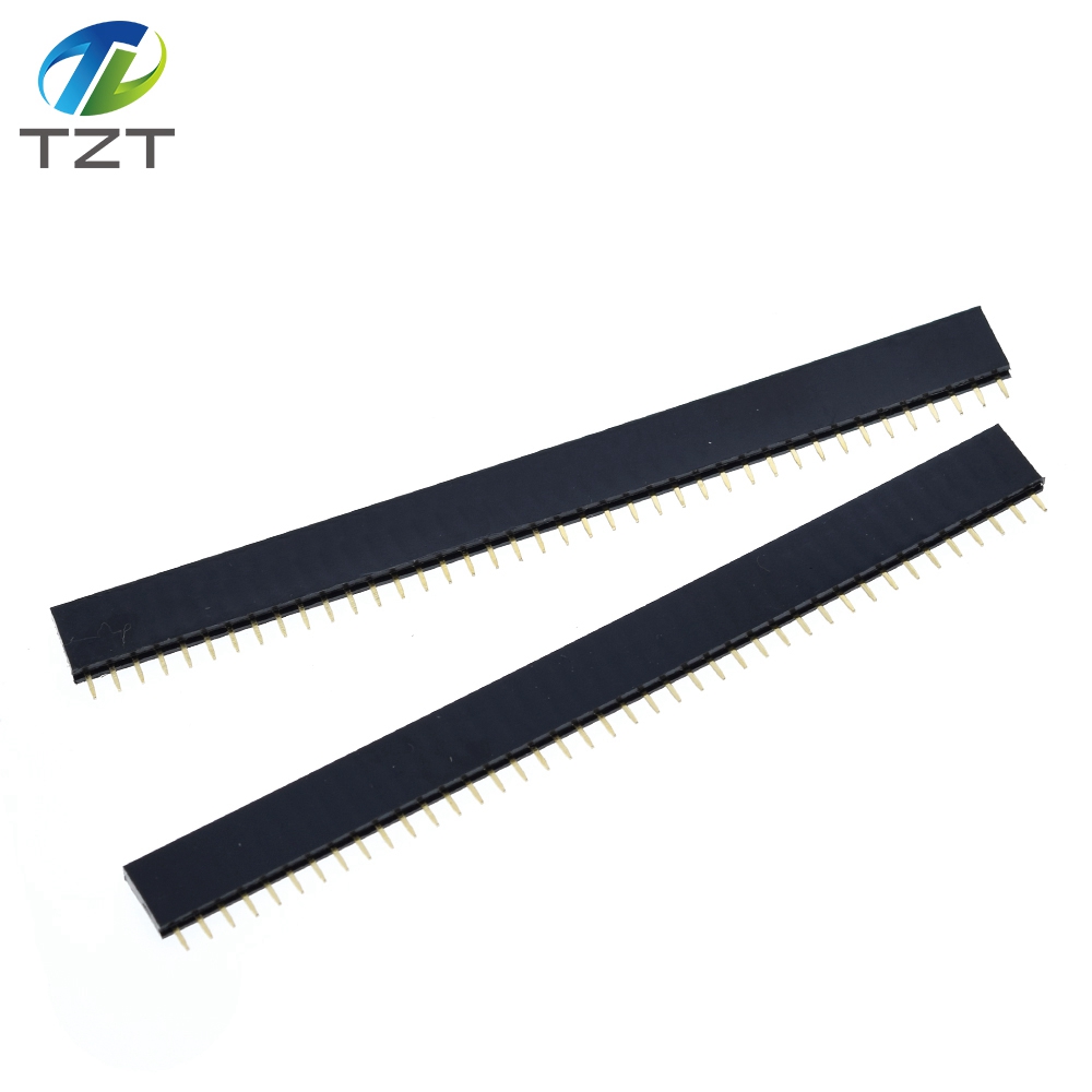 TZT 10PCS 2.54mm 40 Pin Stright Female Single Row Pin Header Strip PCB Connector