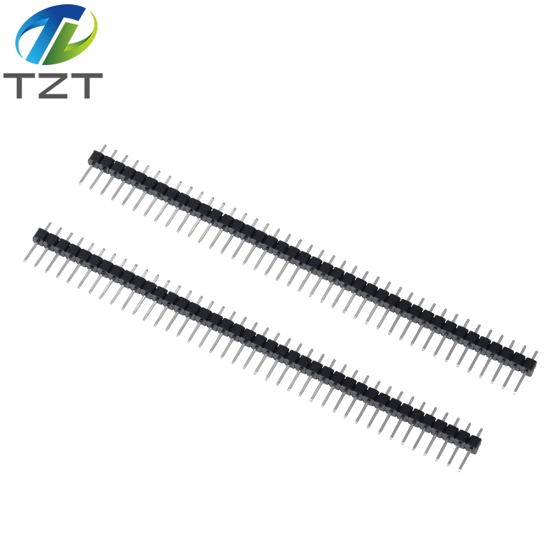 TZT 10pcs TZT  40 Pin 1x40 Single Row Male 2.54 Breakable Pin Header Connector Strip for Arduino Black