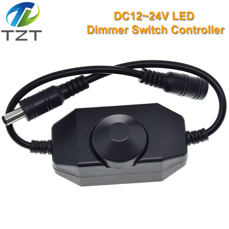 TZT LED Dimmer Switch Brightness Adjust Controller for 3528 5050 5730 5630 Single Color Strip Light DC 12V 24V Black/White