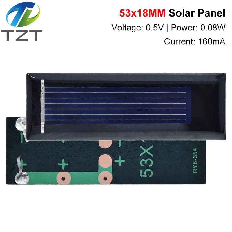TZT 0.5V 100mA 0.08W 53*18MM Solar Panel Epoxy Polycrystalline DIY Battery Power Charger Mini Solar Cell Hot Sale