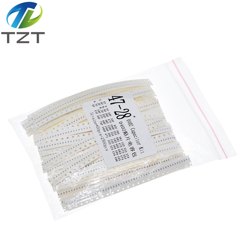 TZT 0402 SMD Ceramic Capacitor Assorted Kit 1pF~10uF 50values*50pcs=2500pcs Chip Ceramic Capacitor Samples ki