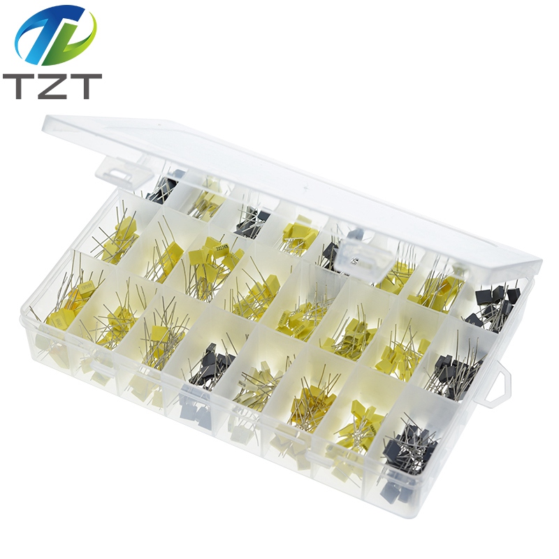 TZT 460PCS/BOX 63V 100V 24 Value Correction Capacitor Package Kit Polypropylene Safety Plastic Film 105-823 Set