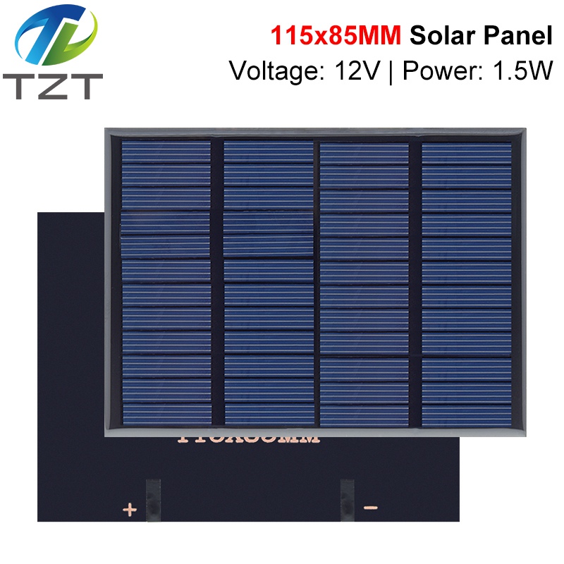 TZT 12V 125mA 1.5W Solar Panel Polycrystalline 115*85MM Mini Sunpower Solar System DIY for Battery Cell Phone Charger