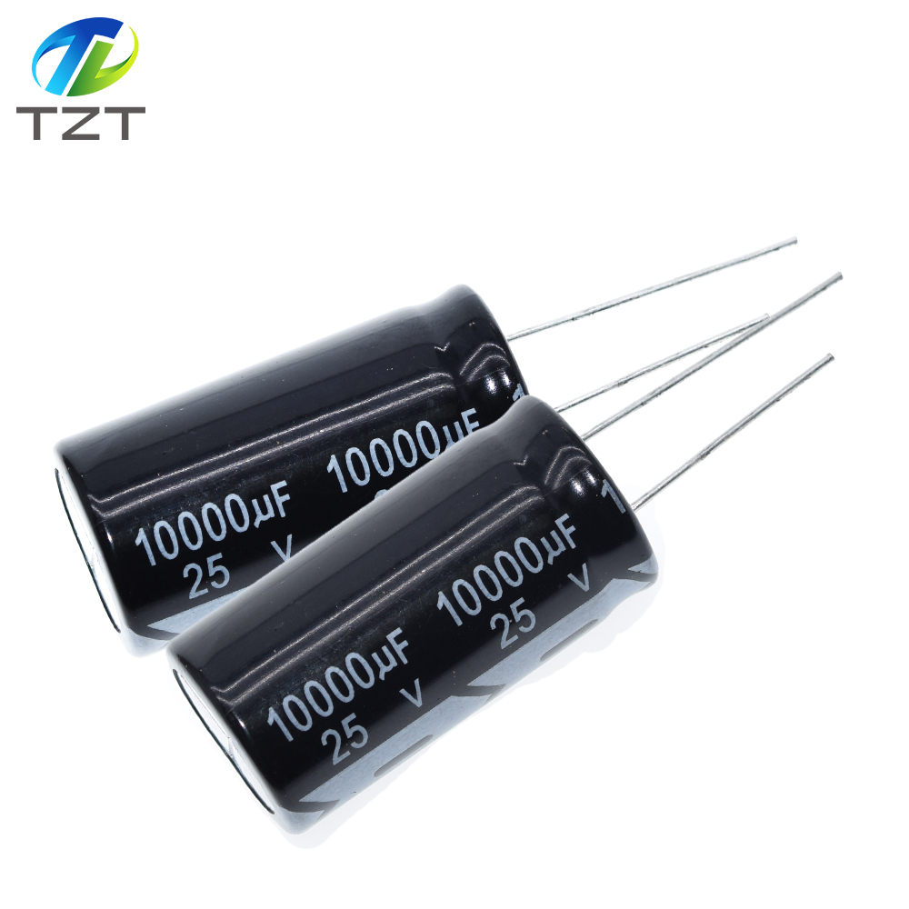 TZT Aluminum Electrolytic Capacitor 25V / 10000 UF 25V/10000UF Electrolytic Capacitor Size 18*35 mm plug-in 25V 10000UF