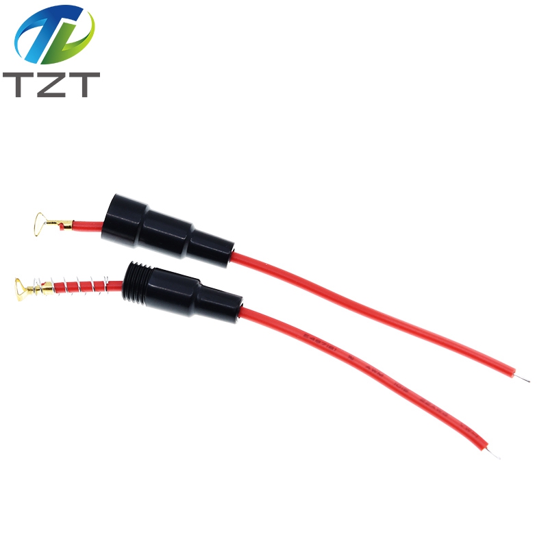 TZT 1pair 5*20mm Glass fuse holder Screw Type 5X20mm with 22 AWG Wire Cable 250V Glass fuse tube fuse casing