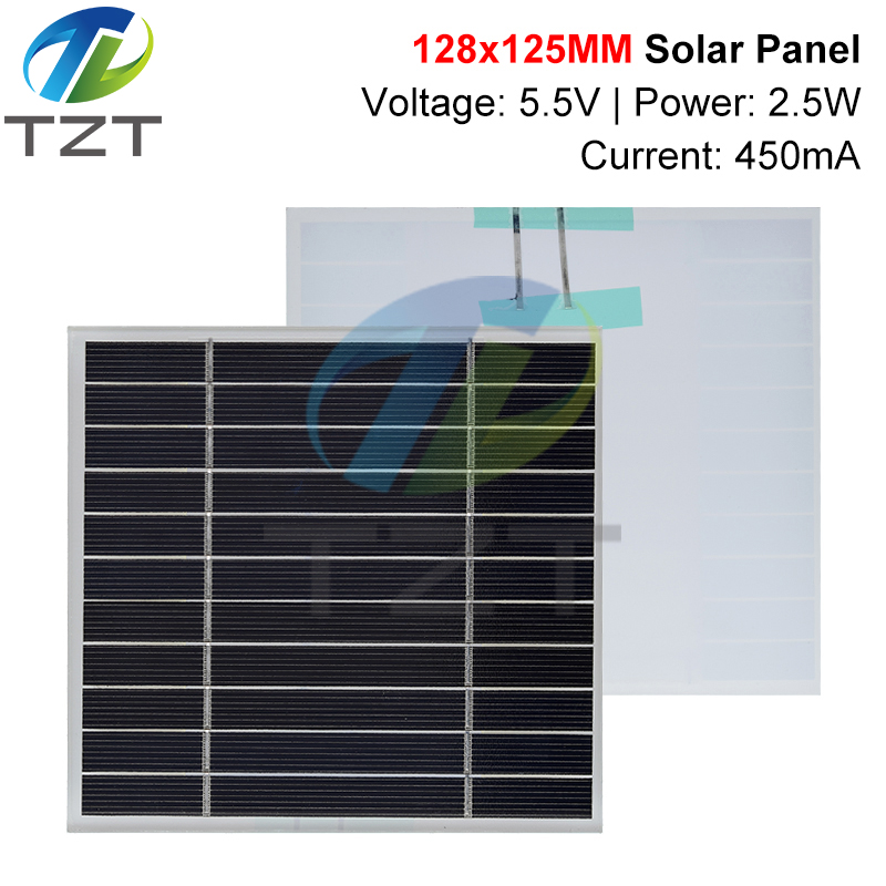 5.5V 2.5W 450mA Mini Solar Panel 128X125MM Solar Cell DIY For Light Cell Phone Toys Chargers Portable High Quality DIY Education