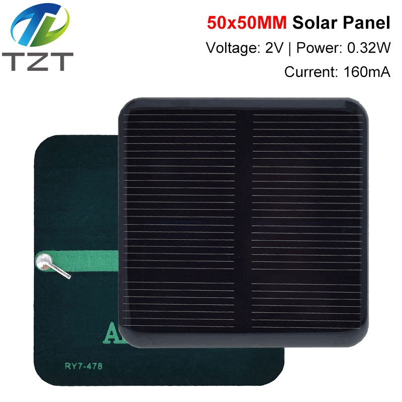 TZT 2V 160mA 0.32W 50*50MM Solar Panels DIY For Battery Cell Phone Chargers Monocrystalline Silicon Module For Camping