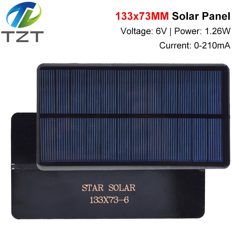 TZT 6V 1.26W 210MA Mini Solar Panel 133X73MM Solar Cells DIY For Light Cell Phone Toys Chargers Portable HIgh Quality DIY