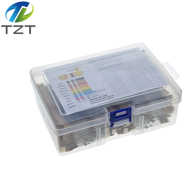 TZT 2600Pcs/Lot 1/8W 5% 1R~10Mohm 130ValuesX20Pcs Carbon Film Resistor Kit Pack Samples Assorted Kit