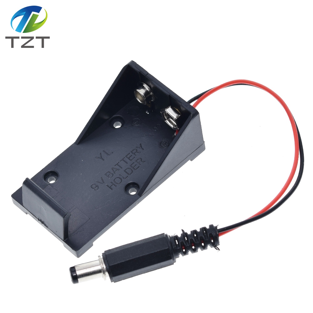 TZT 2018 Hot New 9V Battery Holder Box Case Wire with Plug 5.5*2.1mm for Arduino AU